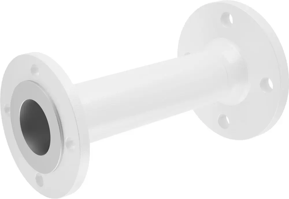 Weißes Rohr mit Flanschen an beiden Enden. Das Produkt dient als Installationszubehör und ist für Anwendungen im Bereich von Bosch geeignet.